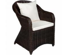 Poltrona deluxe in rattan e alluminio - sedia + cuscini su seduta e schienale marrone