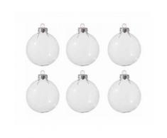 OFFERTA 6 PALLINE DI NATALE 10CM TRASPARENTI ADDOBBI ALBERO