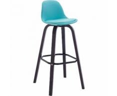 Sgabello Avika similpelle, super imbottito, base cappuccino, blu CLP