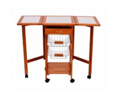 HomCom Carrello da Cucina in legno con superficie in ceramica allungabile