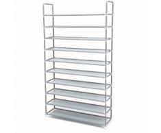 Scarpiera Scaffale a 10 Ripiani, Capacità Fino a 60 Paia di Scarpe, Scaffali portascarpe Cabina
