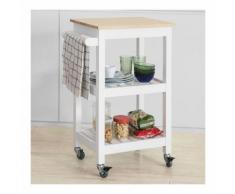 SoBuy Carrello Cucina Credenza Bianca con 2 Ripiani, Piano in Legno di Hevea, L54*P39*A85cm FKW67-WN