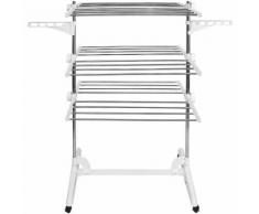 Stendino Per Biancheria, Stendibiancheria, 3 ripiani, Bianco, con ali, Materiale: Tubi in acciaio