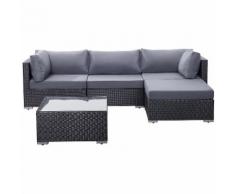 Divano da giardino in rattan nero SANO
