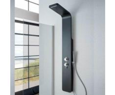 Pannello doccia idromassaggio Sassolungo in alluminio nero con cascata. Miscelatore incasso 4 vie