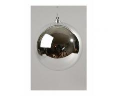 PALLINA DI NATALE 20CM ARGENTO LUCIDO ADDOBBI DECORO ALBERO