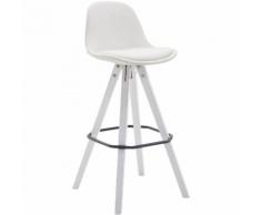 CLP Sgabello Franklin in similpelle gambe quadrate, bianco bianco
