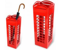Portaombrelli Porta ombrelli Ferro Design BAKAJI10 Quadrato Stand Rosso London