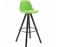 Sgabello Franklin ben imbottito, in similpelle, gambe quadrate, color cappuccino, verde CLP
