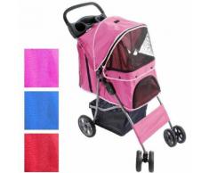 Passeggino per cani gatti trasportino carrozzina con portabevande e bag max 15kg colore rosa