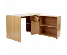 Scrivania porta pc angolare con libreria 130x61x75 cm faggio