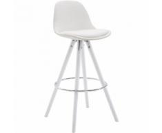 CLP Sgabello Franklin in similpelle gambe rotonde, bianco bianco