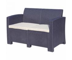 Divano da giardino Rattan Marbella in grafite con cuscini color crema