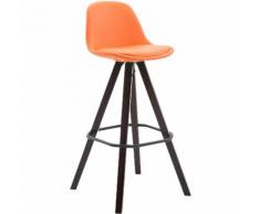 Sgabello Franklin ben imbottito, in similpelle, gambe quadrate, color cappuccino, arancione CLP