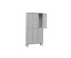 Armadio spogliatoio in metallo, 6 vani, Mis. 1050 L x 350 P x 1800 H mm, serratura a cilindro con