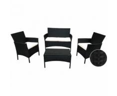 SET GIARDINO SIMIL RATTAN NERO 91817 DIVANO POLTRONE TAVOLINO - MODELLO ILARIA