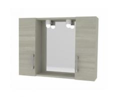 SPECCHIERA DA BAGNO PENSILE DOPPIO 'DIA' cm 77 x 16 x h.57 - rovere grigio