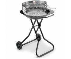 BST BALI 520 - Barbecue rotondo a carbone in acciaio diam. 55 cm con ruote trasportabile e