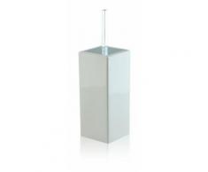 Porta scopino da bagno quadrato a terra - pavimento in ceramica e ottone cromato, colore bianco