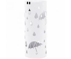 Portaombrelli Portaombrelli 49cm Bianco in ferro tondo Con Gancini e Vaschetta Scolapioggia LUC23W