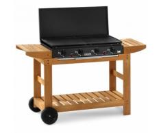 Barbecue a gas dubai struttura in acciaio verniciato piastre in ghisa rigata smaltata 87 x 42 x h90