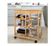 SoBuy Carrello cucina scaffale cucina, con portabottiglie,cestini e cassetti,legno FKW04-N