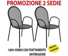 2 pz Sedia poltrona Ronna in ferro rete marrone per giardino casa esterno interno terrazzo balcone