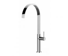 Rubinetto miscelatore lavello fontana cucina VIZIO minimal con canna piatta alta girevole a U