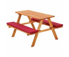 Panca da picnic per bambini con cuscini rosso
