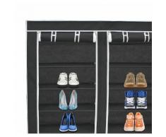 Guardaroba, Armadio, 2 porte, Scarpiera, 114 x 110 x 28 cm, Nero, Materiale: Tubi in acciaio