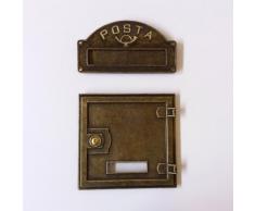 Kit buca lettere feritoia + sportello in ottone brunito per ritiro posta
