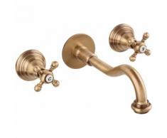 Rubinetto Lavabo a parete tre fori Porta&Bini Old Fashion 6016 cer | Cromo/Oro - 200 mm