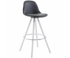 Sgabello Franklin ben imbottito, in similpelle, gambe rotonde, color bianco, nero CLP