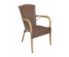 Sedia con braccioli per giardino, in alluminio e simil rattan, impilabile, Pitrit Burned