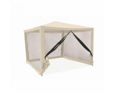Gazebo in metallo con zanzariere 3x3 Ecru
