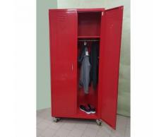 Armadio Guardaroba in Metallo Stile Industriale con Ruote Dim. 85x40x180h