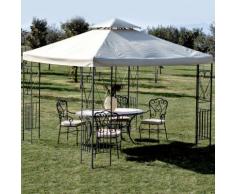 Gazebo 3133 B 300x300x260h in acciaio verniciato top bianco e pannelli laterali decorati