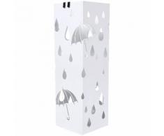 Portaombrelli Porta ombrelli 49cm Bianco in ferro quadro Con Gancini e Vaschetta Scolapioggia LUC49W