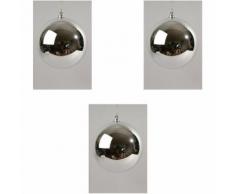 3 PALLINE DI NATALE 14CM ARGENTO LUCIDO ADDOBBI DECORO ALBERO