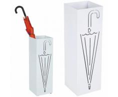 Portaombrelli Ferro Design BAKAJI3W Quadrato Stand Bianco Vaschetta Salvagoccia