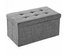 cassapanca pouf contenitore pieghevole, forma quadrata grigio chiaro