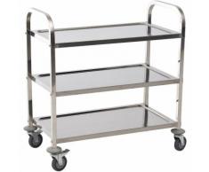 Homcom Carrello Portavivande da Cucina 3 Ripiani in Acciaio Inox 85x45x90cm