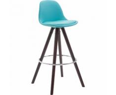 Sgabello Franklin ben imbottito, in similpelle, gambe rotonde color cappuccino, blu CLP