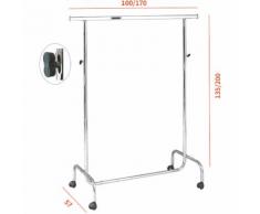 Stender Appendiabiti CROMATO regolabile in altezza con Ruote da 80mm 100/170 X 57 X 135/200h