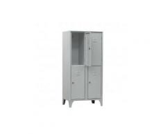 Armadio spogliatoio in metallo, 4 vani, Mis. 700 L x 350 P x 1800 H mm, serratura a cilindro con