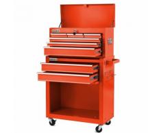 Carrello per strumenti PRO armadio acciaio 4 ruote 10 cassetti (Rosso Azzurro, nero, argento)