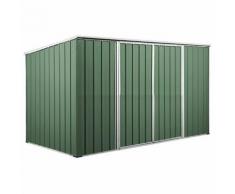 Casetta Box Da Giardino In Lamiera Verde Per Deposito Attrezzi 345x186x192cm Enaudi