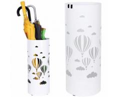 Portaombrelli Ferro Design BAKAJI2W Rotondo Stand Bianco Vaschetta Salvagoccia