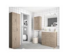 Mobile bagno 700 in legno marrone Colorado con lavabo Motril | Con specchio e lampada LED