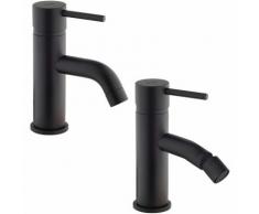 Set completo miscelatori lavabo e bidet con scarico Jacuzzi Gun nero opaco